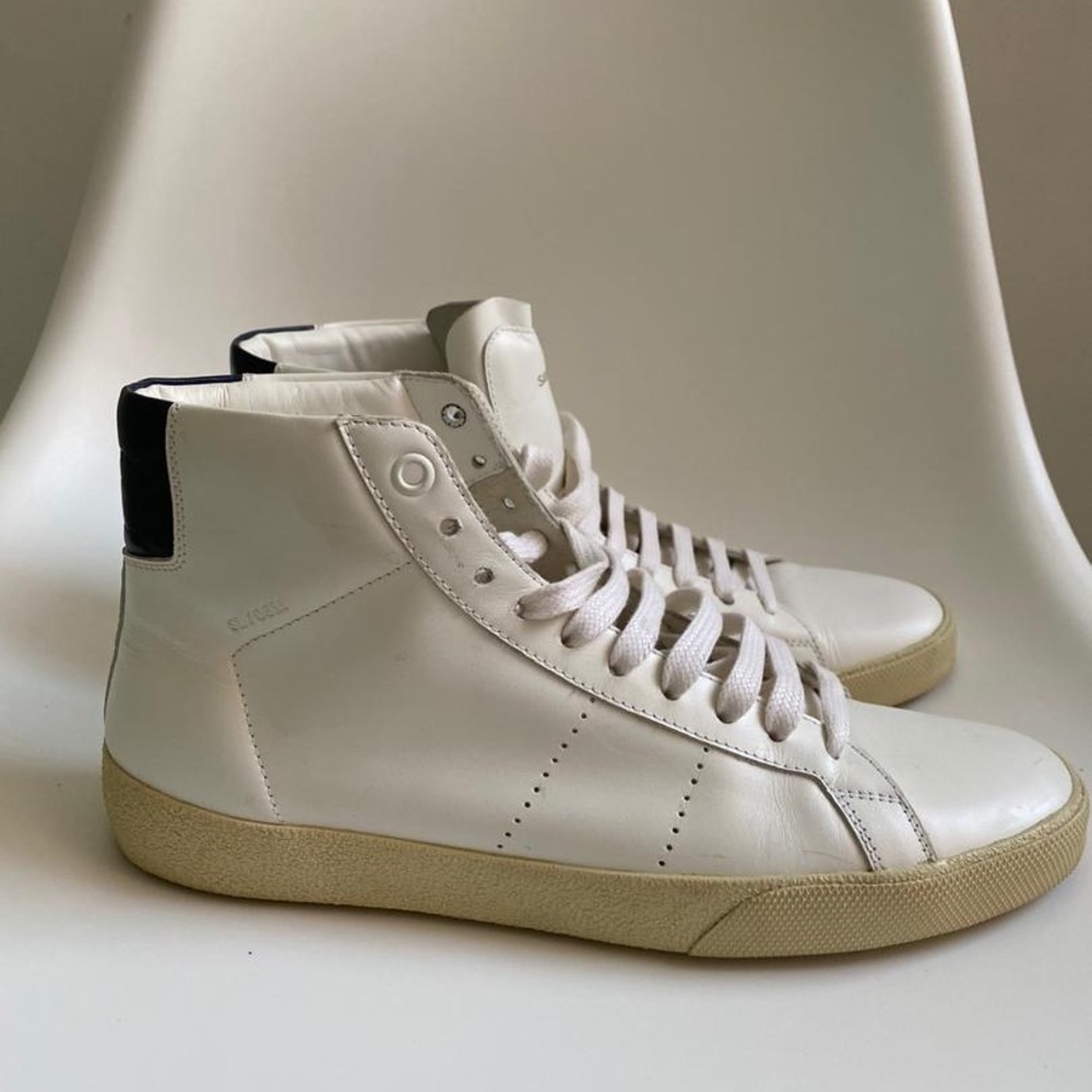 Saint Laurent White High Top Sneakers SL06M
